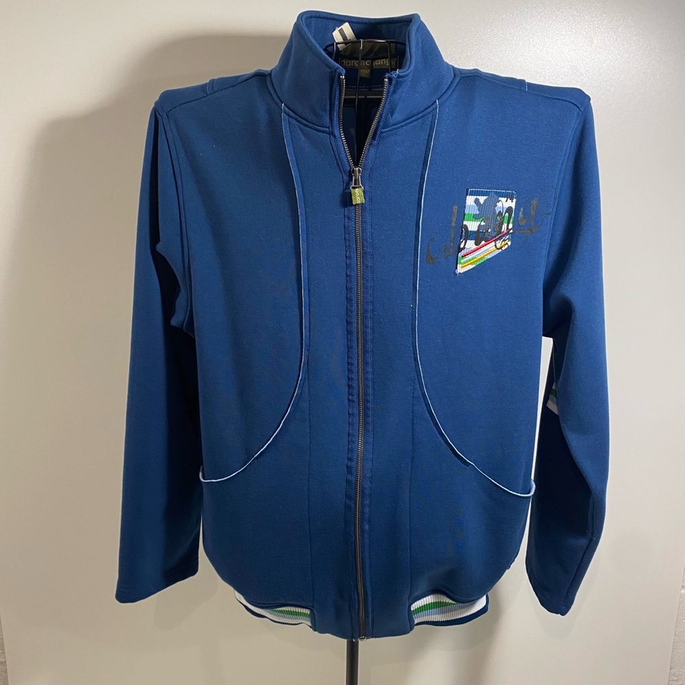 Aaron Chang Full Zip Surf Jacket with Elbow Patches Mens Size L